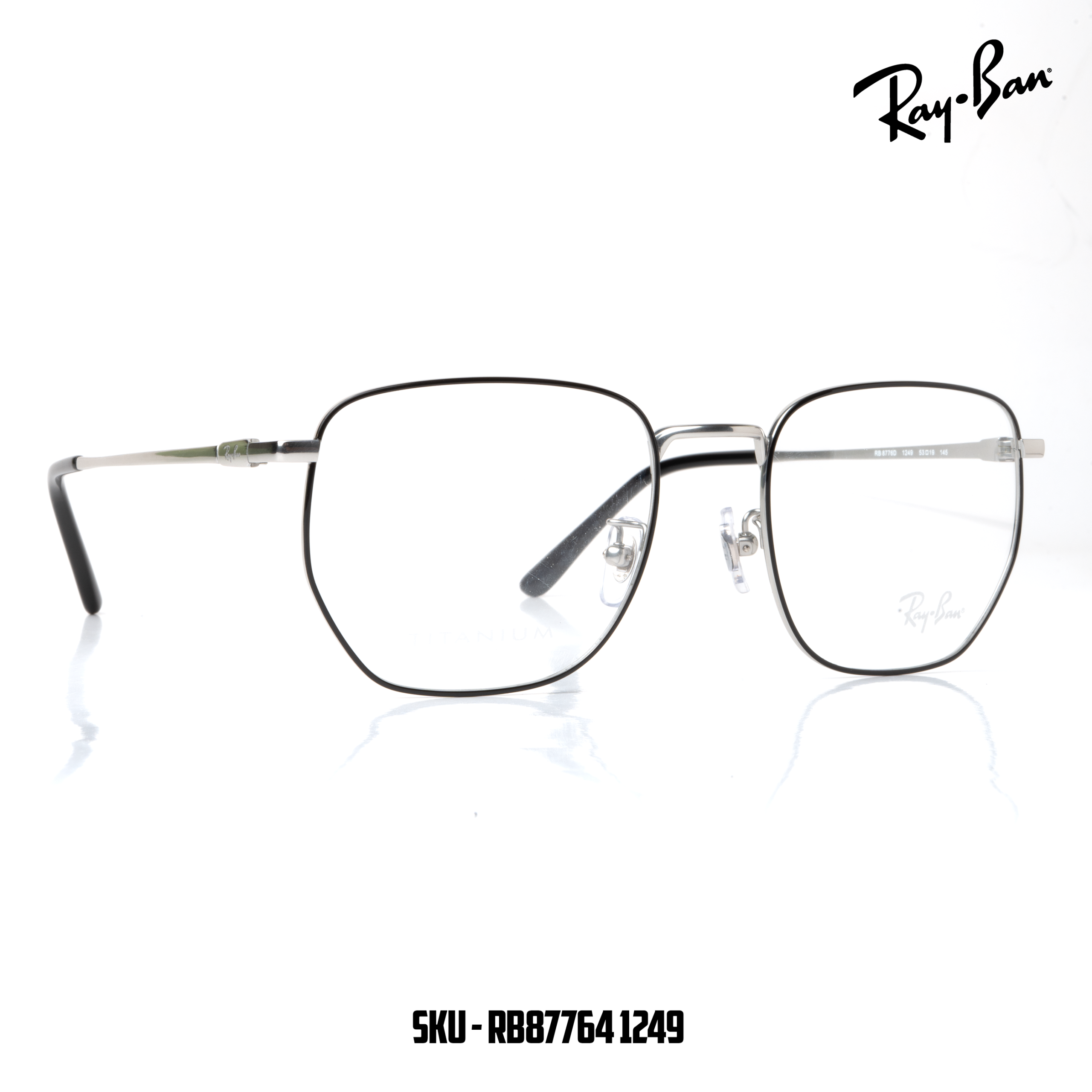 sku - rb87764 1249 (2) Ray‑Ban RX8776D 1249 – Black on Silver - Image 1
